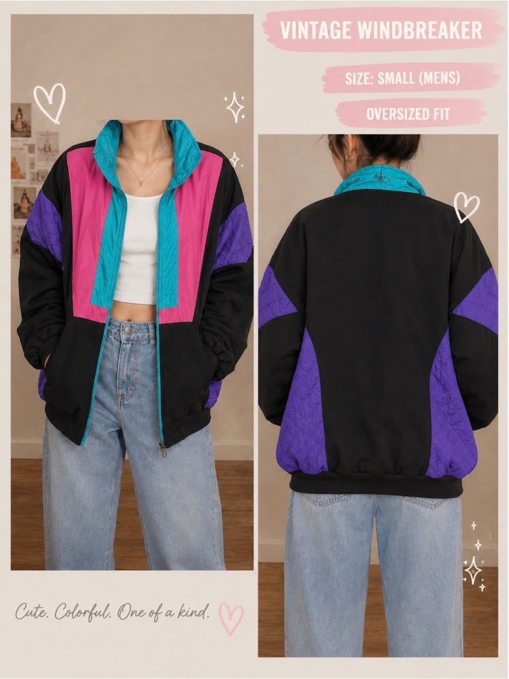 Vintage 80s / 90s Colorblock Windbreaker Jacket – – Retro Ski Style